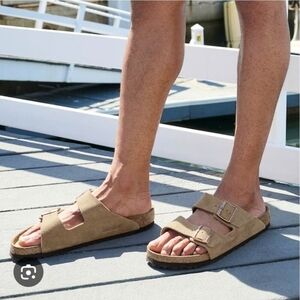Birkenstock Arizona Taupe Suede Leather Soft Clog Sandals Regular/Wide Shoes